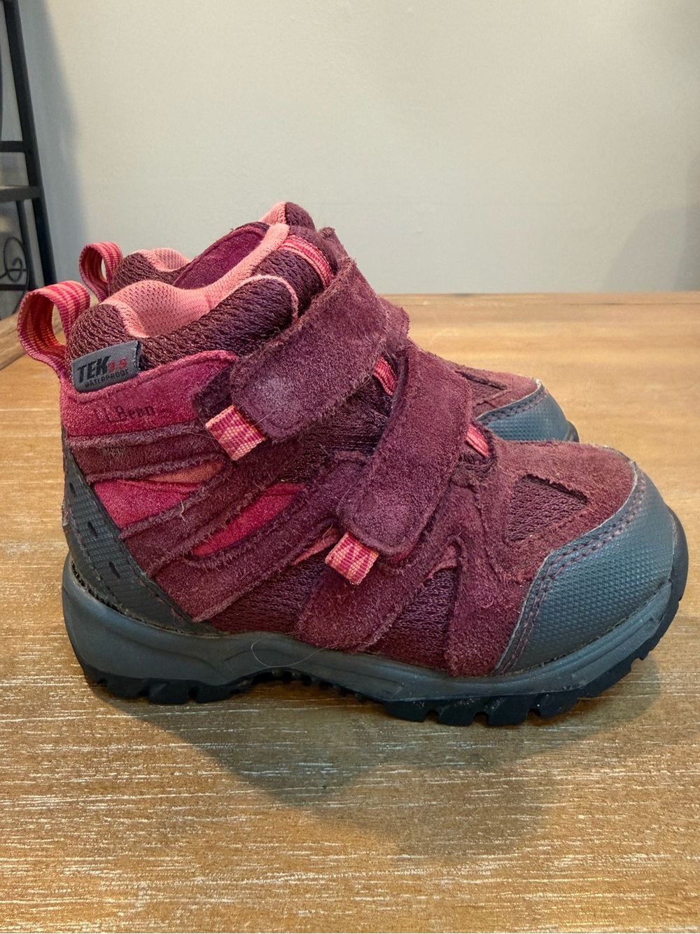 LL Bean Toddlers Trail Model Hikers Waterproof Black Cherry Sz 9